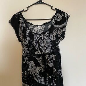 VTG Y2K Petite Women Size L Paisley Print Lace Trim Top Sleeveless Made in USA
